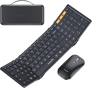 ProtoArc Foldable Keyboard and Mouse, XKM01 True Full-Size Folding Keyboard Mouse Combo for Business and Travel, 2.4G+Dual...