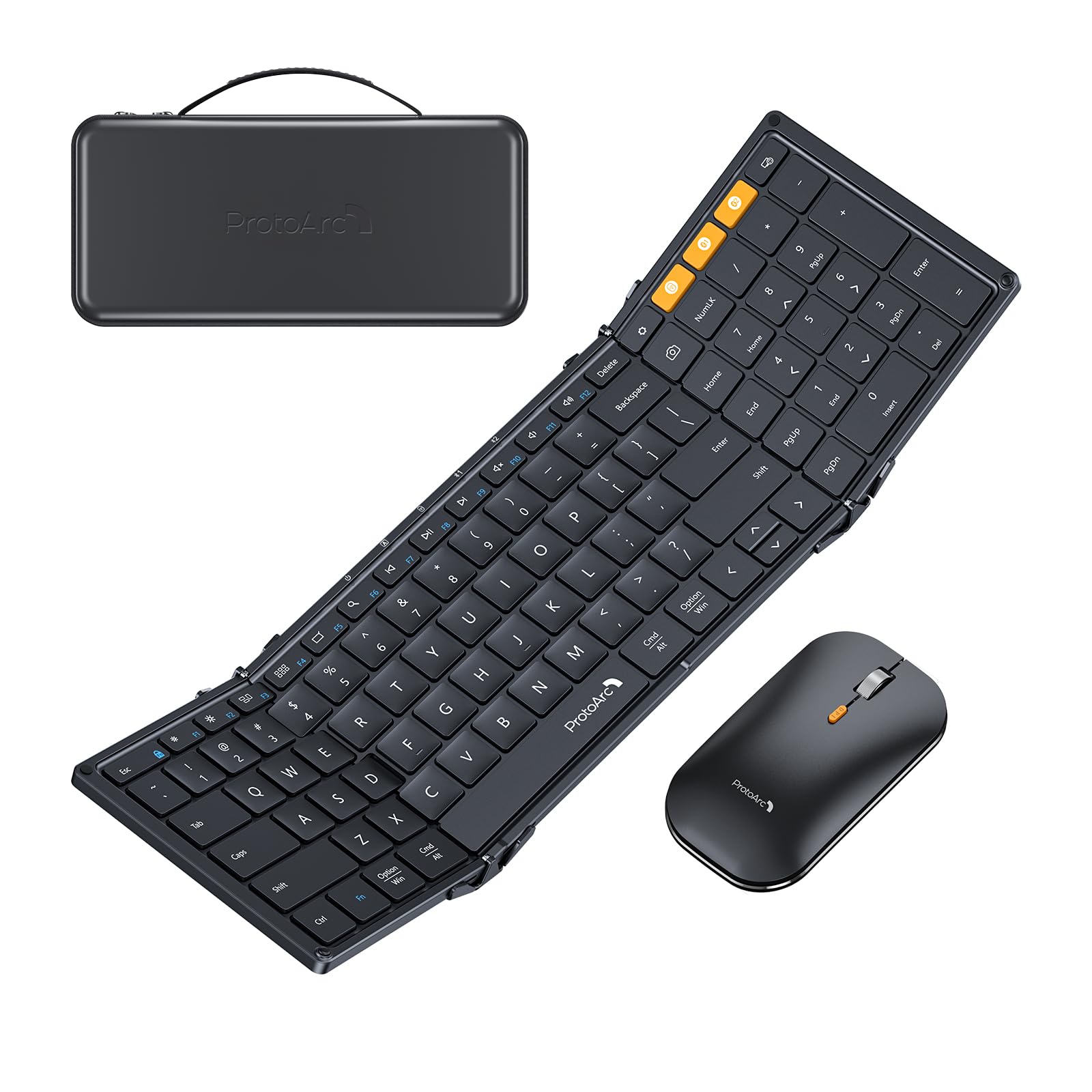 ProtoArc Foldable Keyboard and Mouse, XKM01 True Full-Size Folding Bluetooth Keyboard Mouse Combo for Business Travel, a Portable Office Suite On-The-Go, Compatible with Laptop iPad Tablet - BlackProtoArc Foldable Keyboard and Mouse, XKM01 True F…