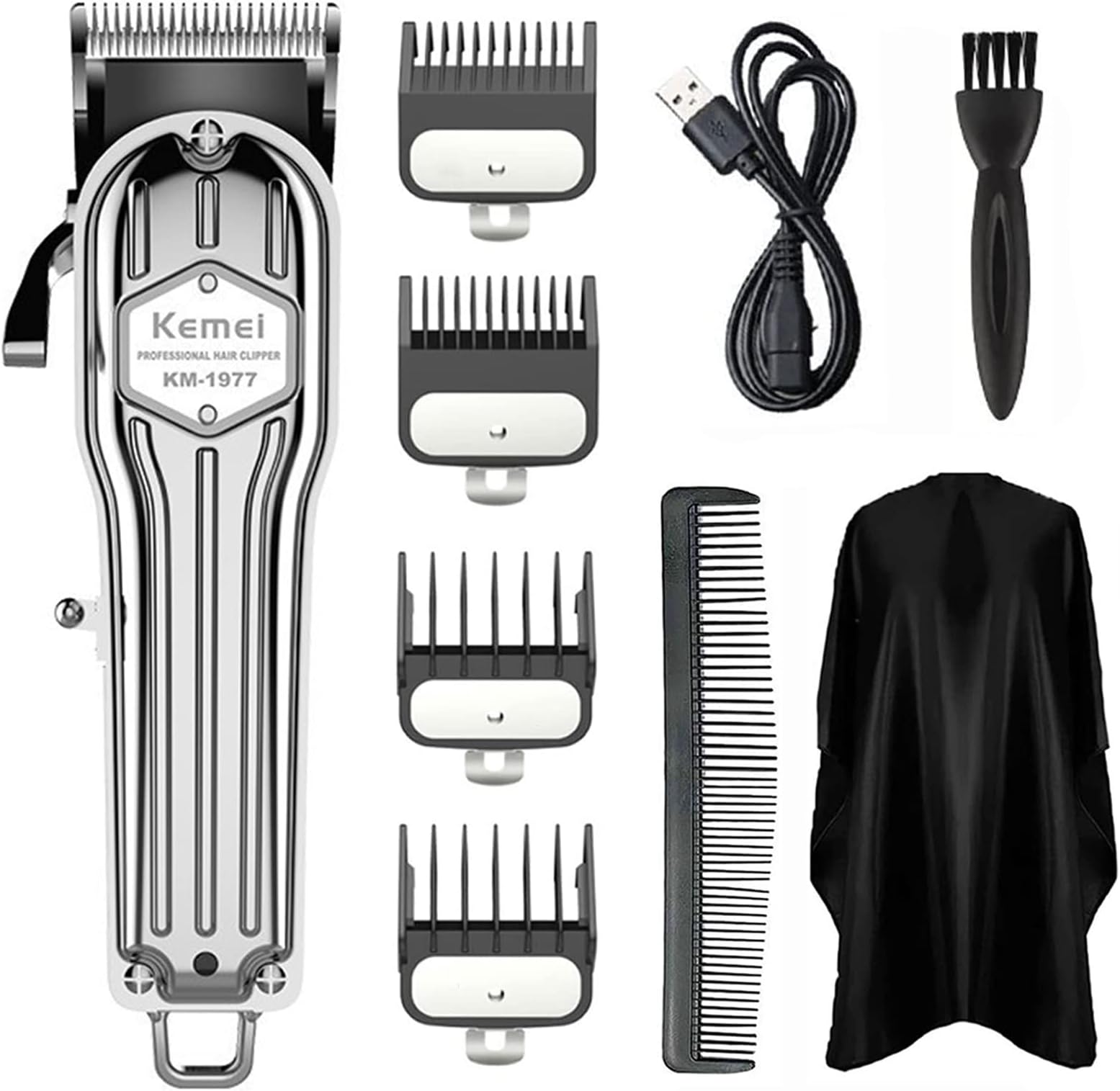 1977 Hair Clippers for Men Professional, Cordless Hair Trimmers Grooming Kit Wet/Dry Clippers USB Rechargeable Beard Trimmer Haircut Set for Home Use & Barbers, Silver