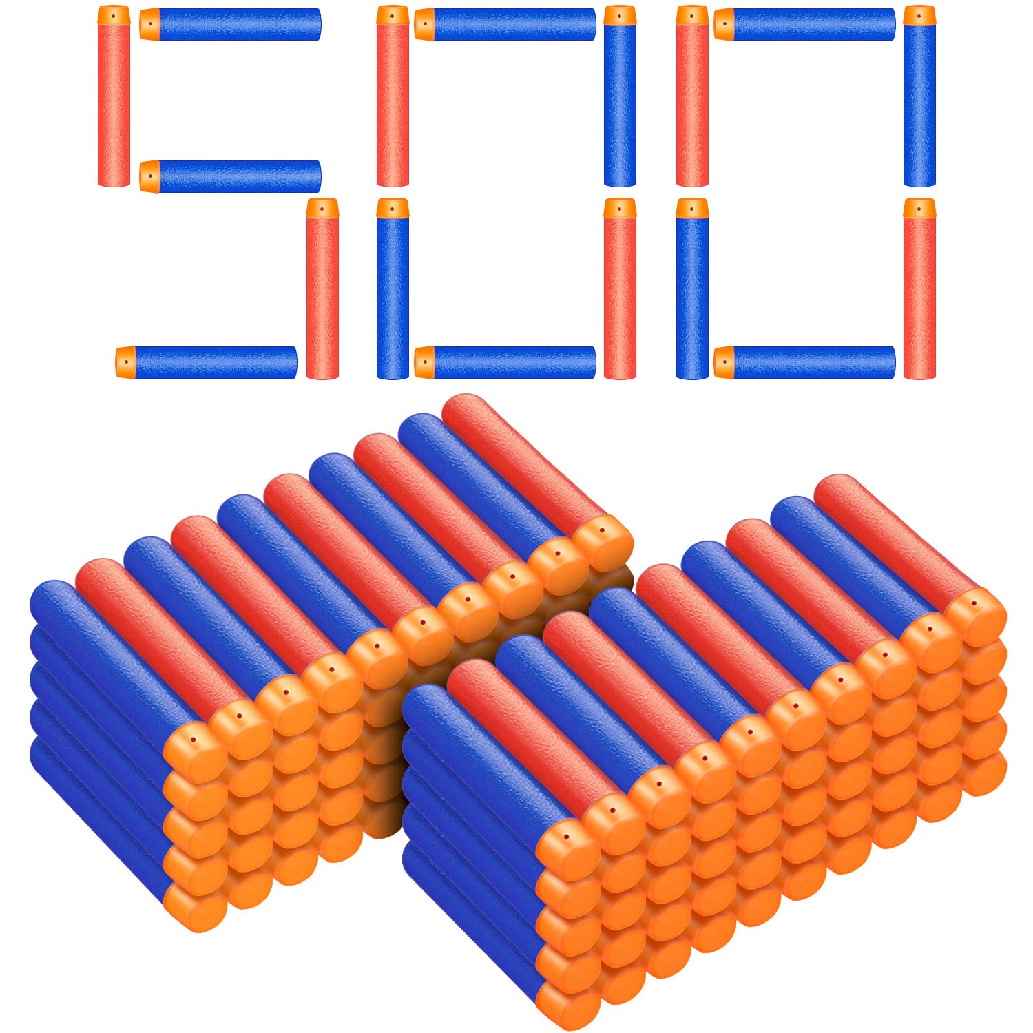 Refill Darts, 500 Pack Refill Bullets Compatible with Nerf Guns for Nerf N-Strike Elite Series Blasters Toy Guns. Children Kids Birthday Christmas Role Play Nerf Battle Game Gift