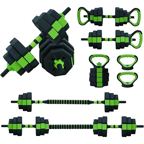 4-In-1 Adjustable Dumbbell Set - Dumbbell/Barbell/Kettlebell/Push Up Stand for Home Gym