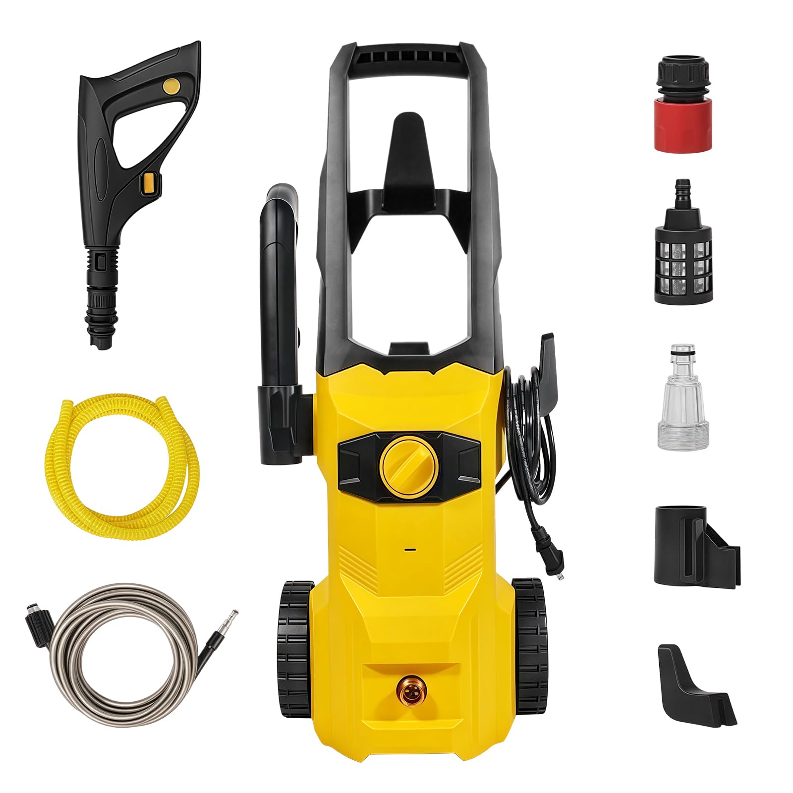 Roadtime Rondella ad alta pressione, pressione max. 3,6 MPA, portata 3,7 l/min, pulitore portatile con tubo di scarico dell'acqua da 10 m e tubo di ingresso dell'acqua da 2 m, Power Jet con pistola