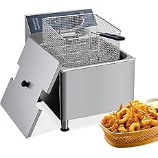 Electric Deep fryer Stainless Steel with Basket & Lid, Capacity 11L Countertop Fryers, for Home Kitchen and Restaurant Use with Extra Large Thick Frying Basket and Lid, 1700 W, 110V