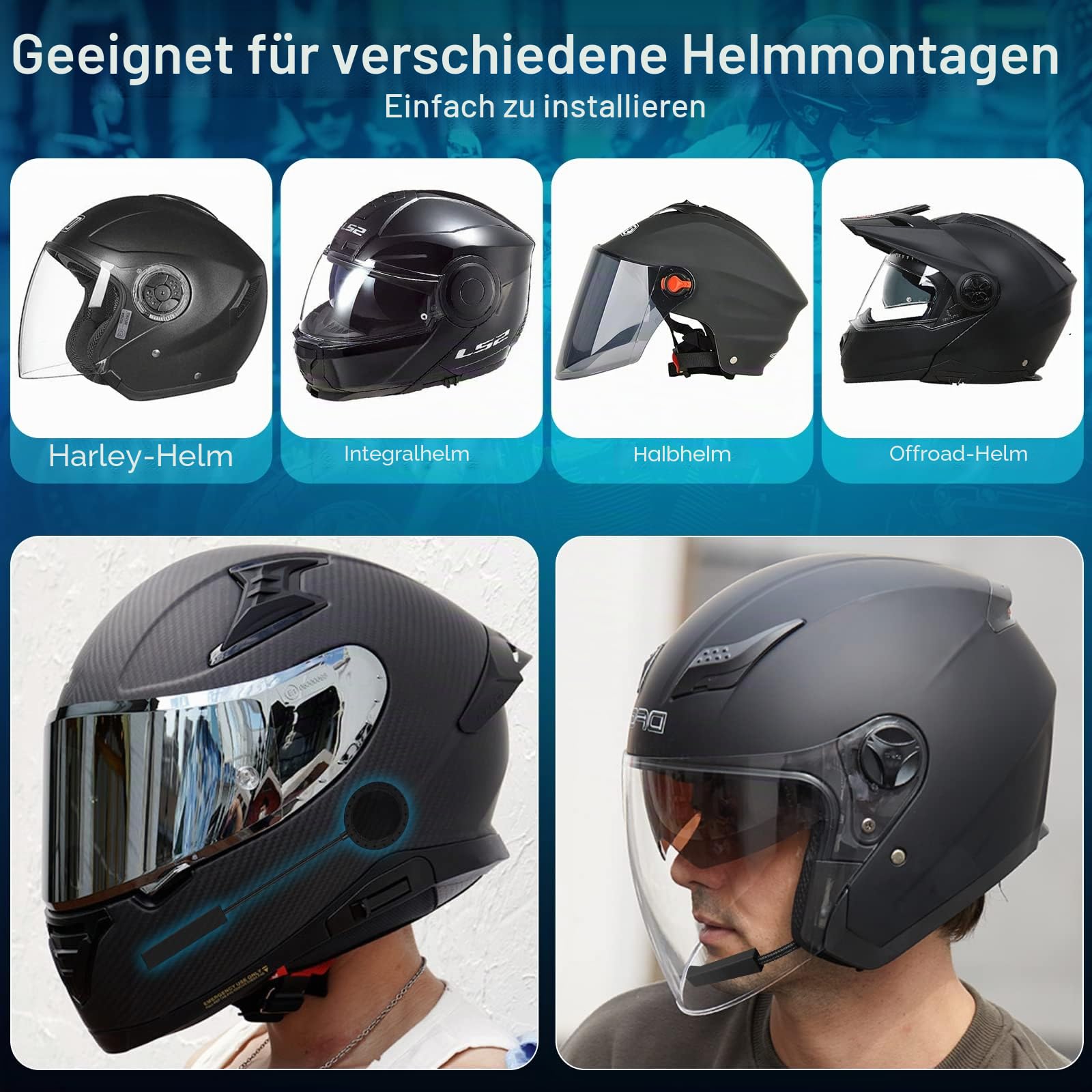 MAXTO Motorradhelm-Bluetooth-Headset, Outdoor-Freisprecheinrichtung, Bluetooth 5.3 EDR, kabelloses Motorrad-Headset mit automatischer Rufannahme, Motorrad-Kopfhörer mit hoher Klangqualität