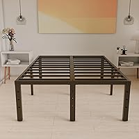 Vista 37 de Base de cama tamaño Queen de 12 pulgadas, no necesita somier, base de colchón de plataforma de metal resistente con listones de acero