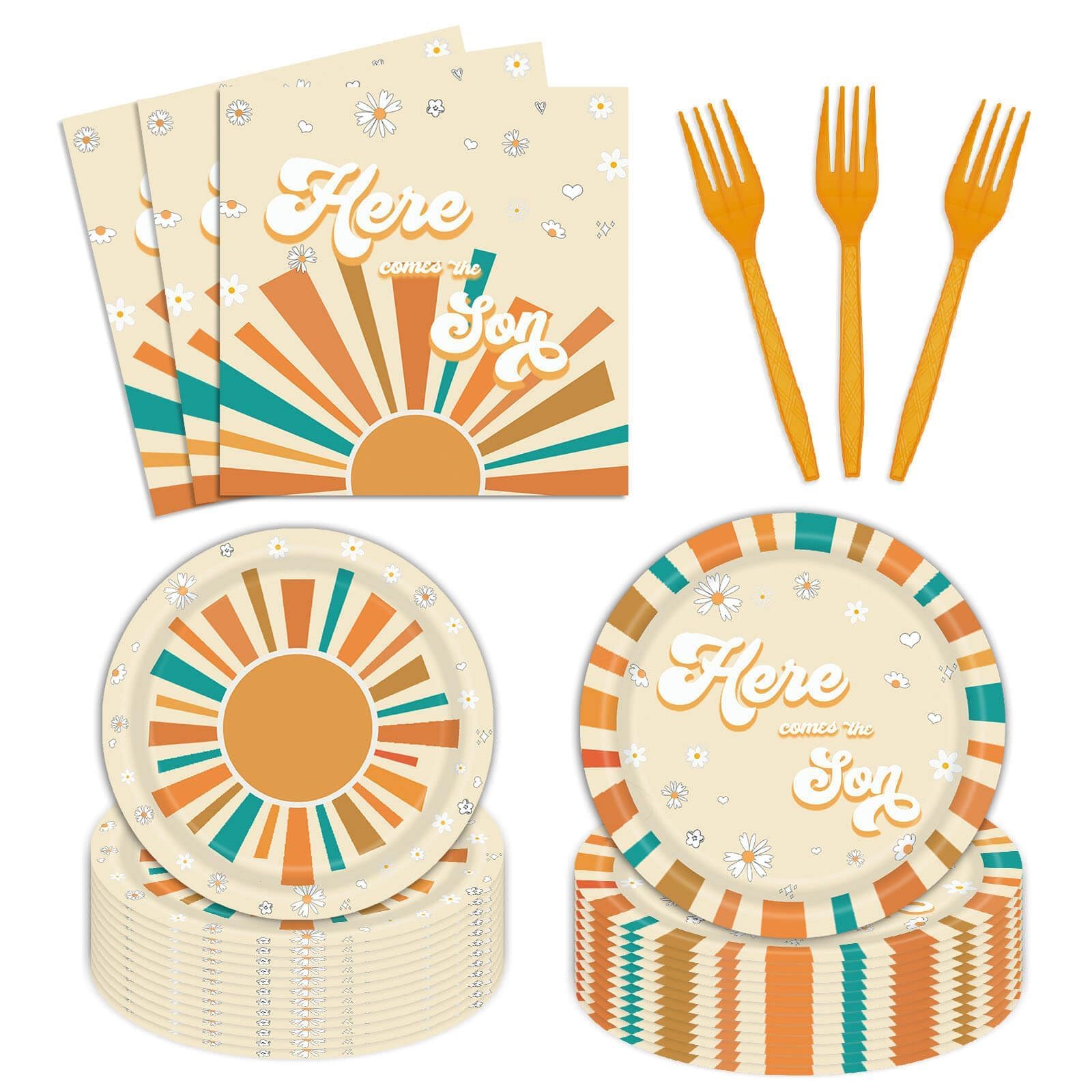 Photo 1 of Here Comes The Son Baby Shower Tableware Party Decorations, 24 Guests
