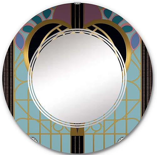 Miniatura 6 de DesignQ Pink and Gold Art Nouveau Heart- Vanity Mirror, Bathroom Mirrors, Wall Mirrors for Living Room, Bedroom - Oval Mirror - Large 20'x30',