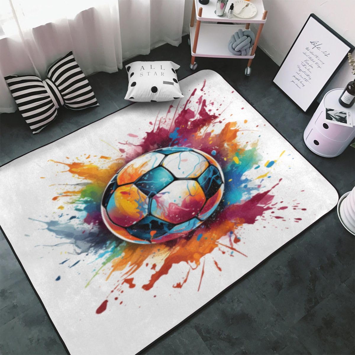 Tapis de sol antidérapant football sécurisé et lavable 150x80cm