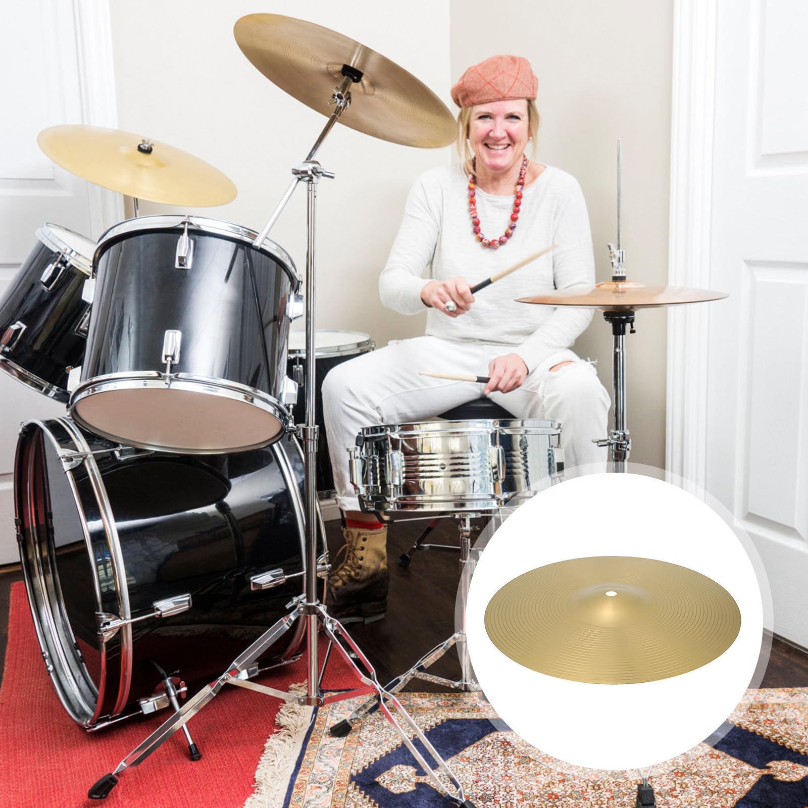 Set de Cymbales en Laiton 12 Pouces pour Batterie Jazz, Accessoire Percussion Solide Son Clair, Compatible Kit de Batterie