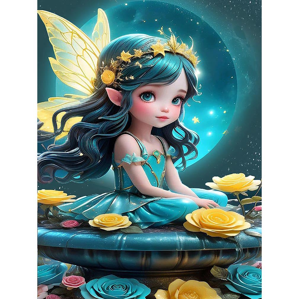 Fairy Diamond Painting Kit For Adults - 5D Full Drill Flower & Fairy Art, 14x14 Inch DIY Wall Decor - View #3