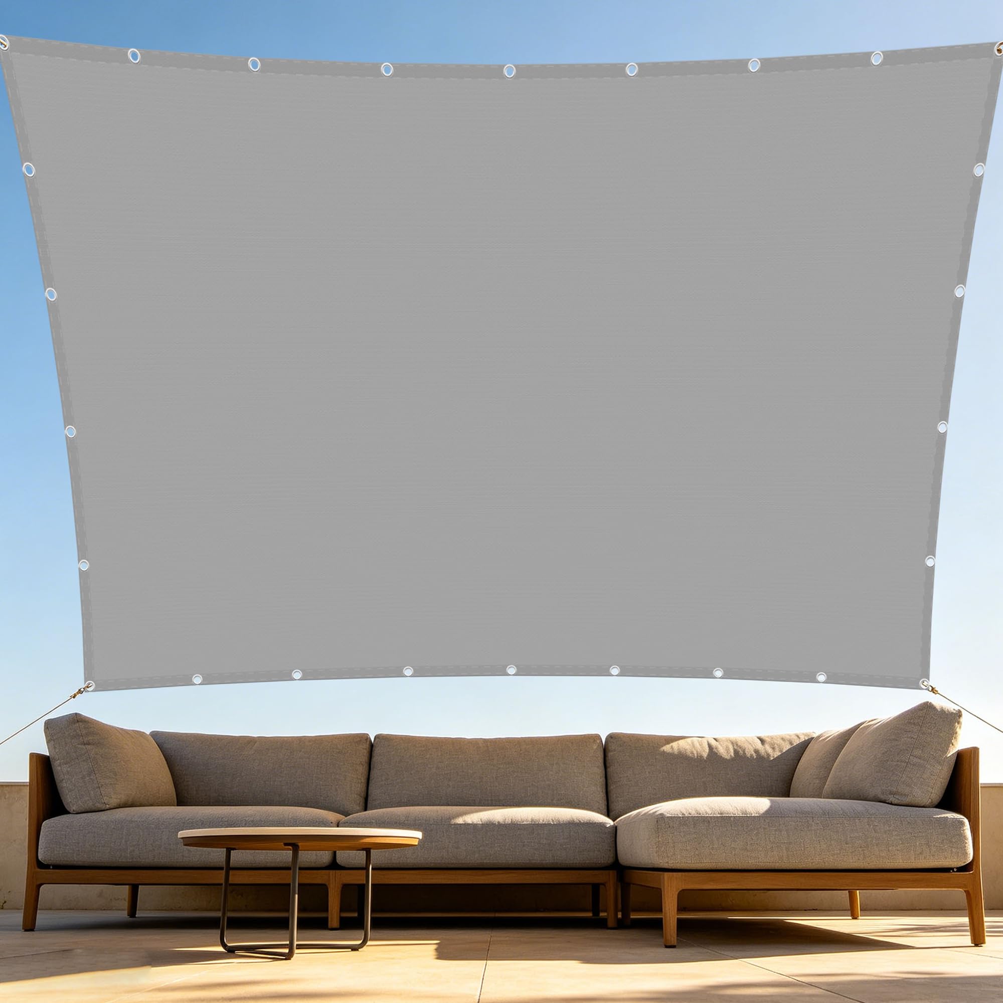 Voiles d'ombrage imperméable gris clair protection UV store de patio balcon