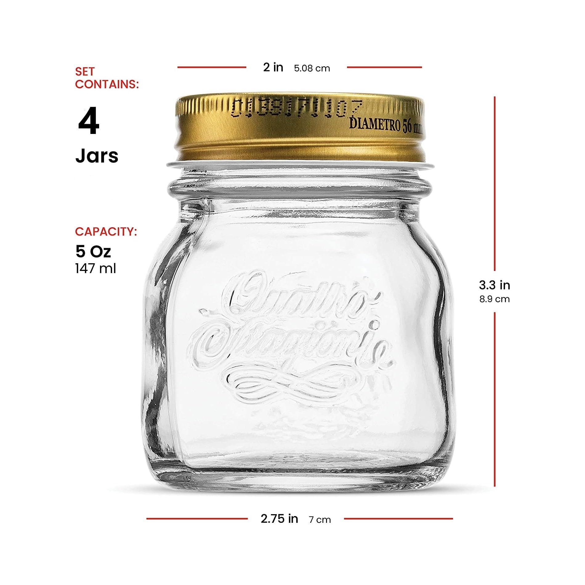 Bormioli 357760-CBB Lot de 4 Bocaux hermétique Quattro STAGIONI- 15CL