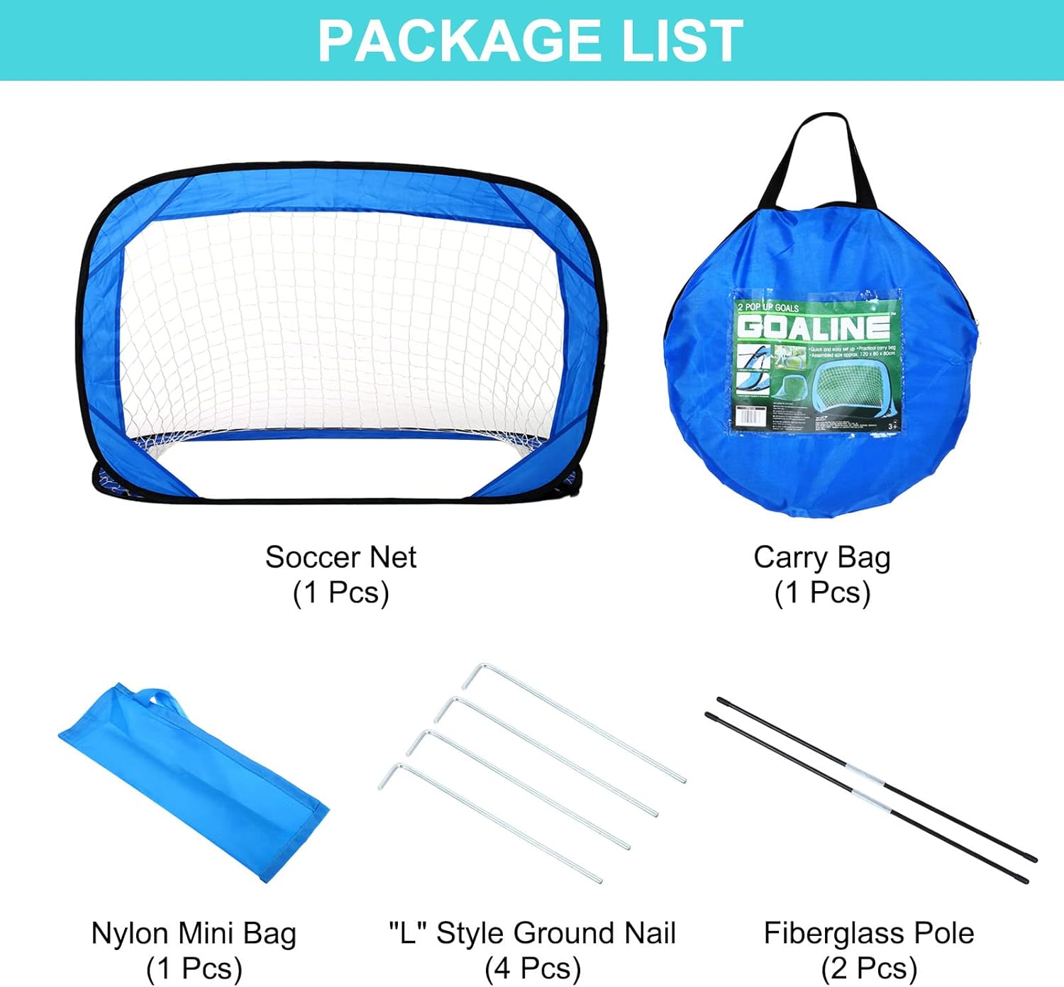 PATIKIL 4x3ft Portable Soccer Goal, Foldable Soccer Net with Carry Bag for Training Folding Indoor Outdoor Goal for Backyard Youth Soccer Practice, Blue