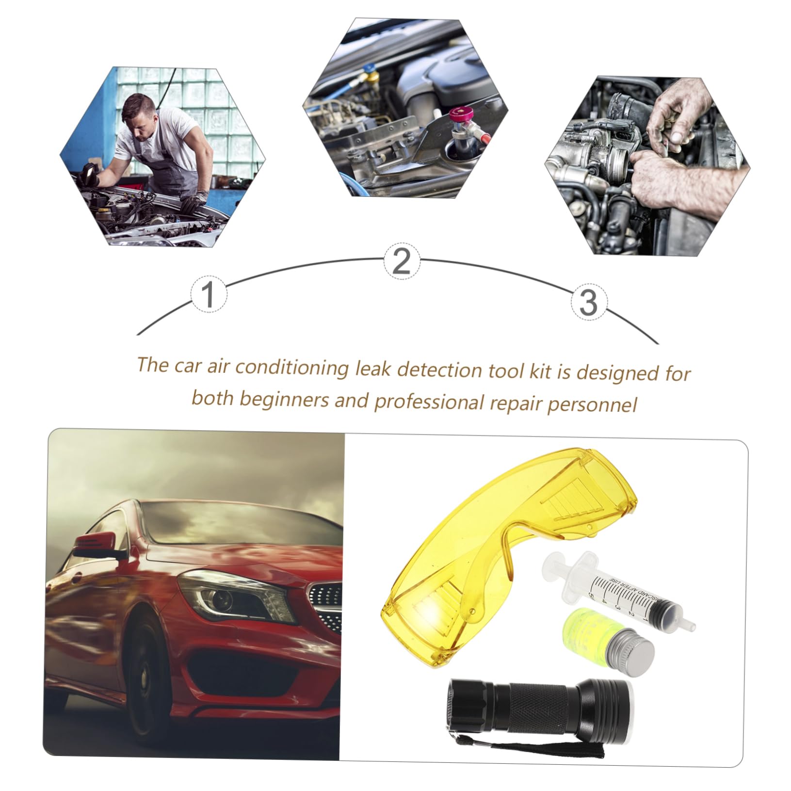 Anneome 1 Set di Occhiali per Rilevatori di Perdite per Strumenti di Rilevamento Perdite Aria Condizionata Auto di Sicurezza