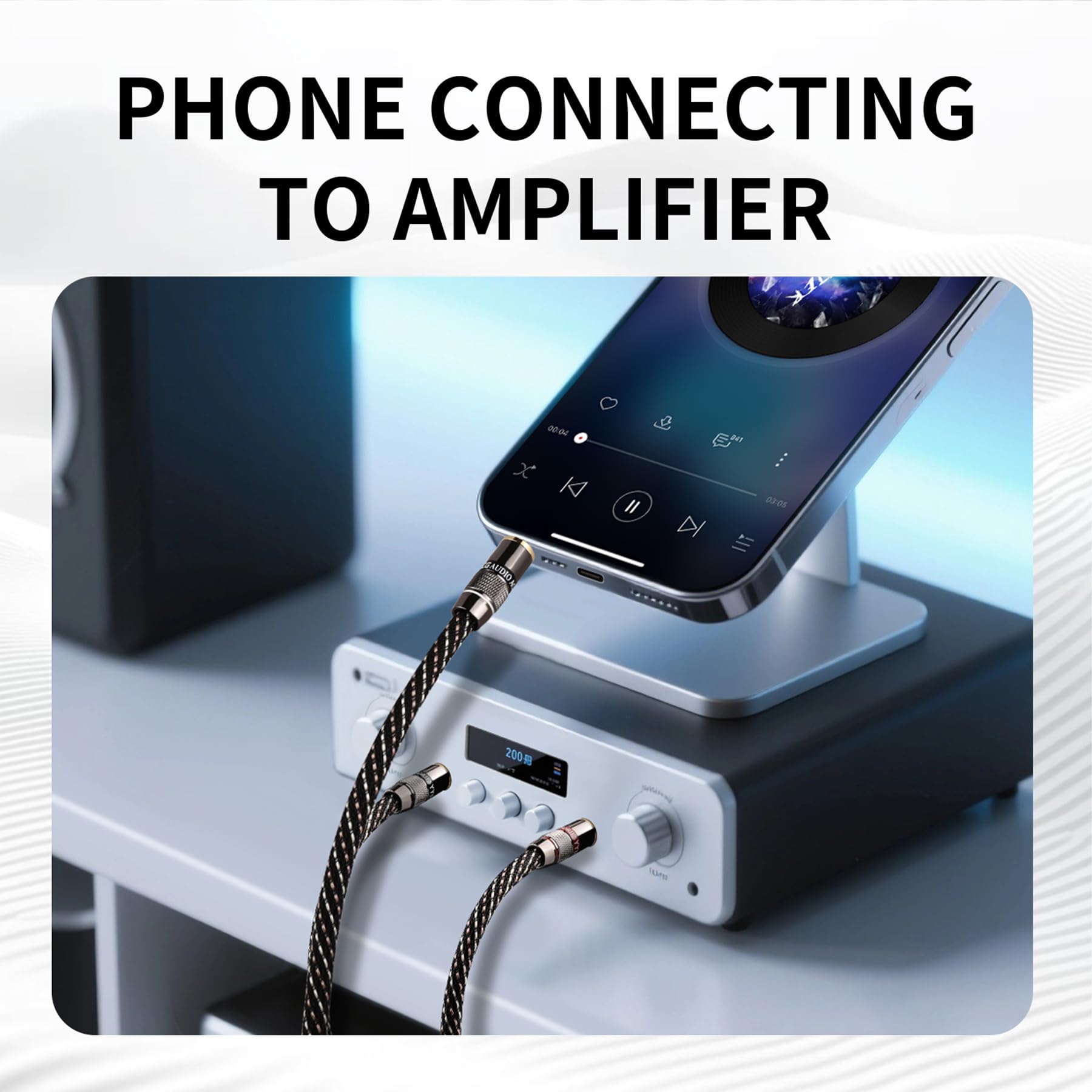 3,5 mm TRS auf Dual 6,35 mm TS Y-Splitter-Audiokabel, 1/8 auf 1/4 Stereo-Kabel mit 6N OFC und 5 μm 24 K vergoldeten Steckern, geflochtenes HiFi-Kabel für Audiophile, Heim-Stereoanlagen (3 m)