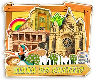 Decorative Magnet for Viana do Castelo Portugal Travel Souvenir Unique Wooden Fridge Magnet Collection to Record Beautiful Memorie 544