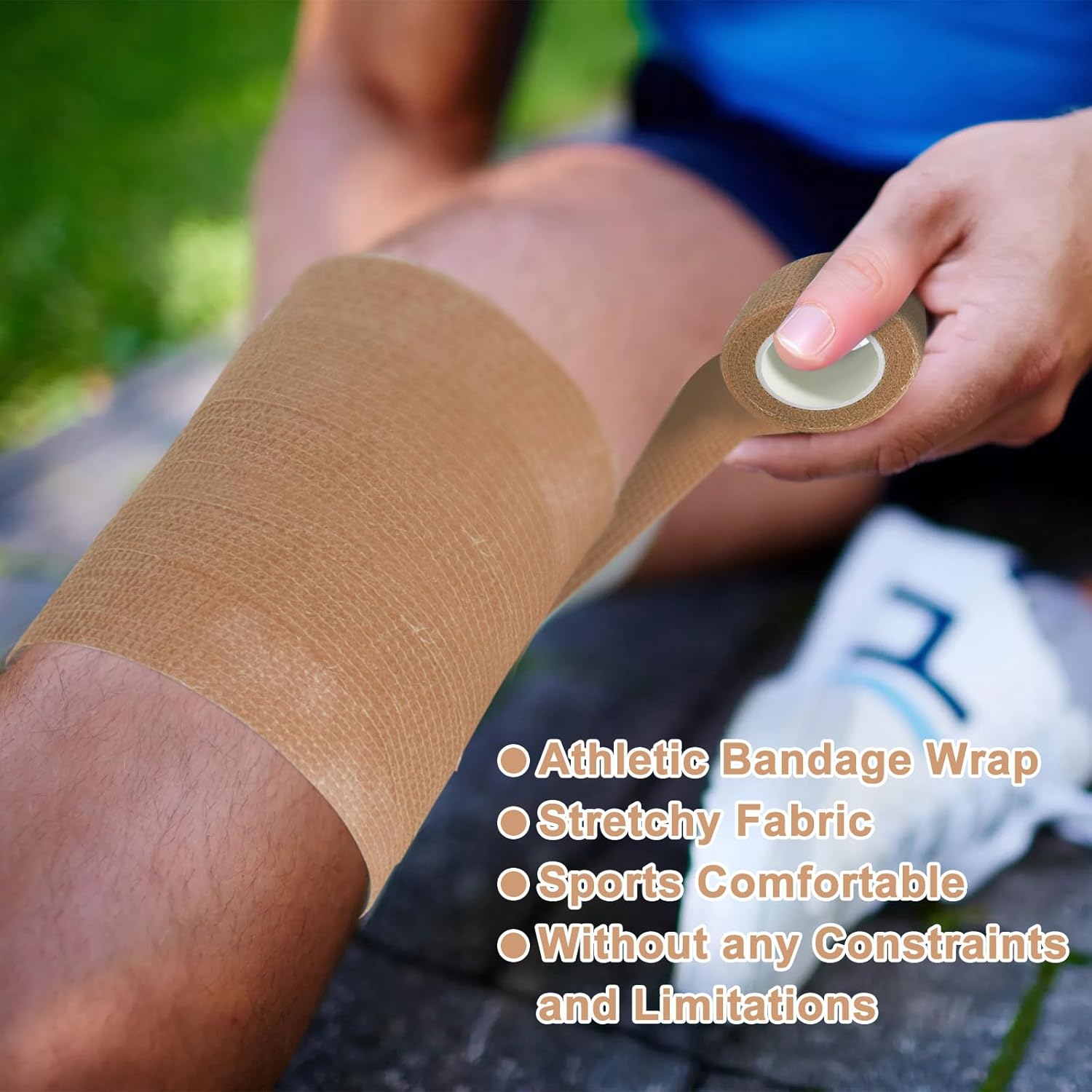 48 Pack Self Adhesive Bandage Wrap, 2” x 5 Yards Cohesive Medical Tape Elastic Grip Tape Black Sports Tape Athletic for Ankle, Wrist Sprains, Pet First Aid (Brown) - Image 5