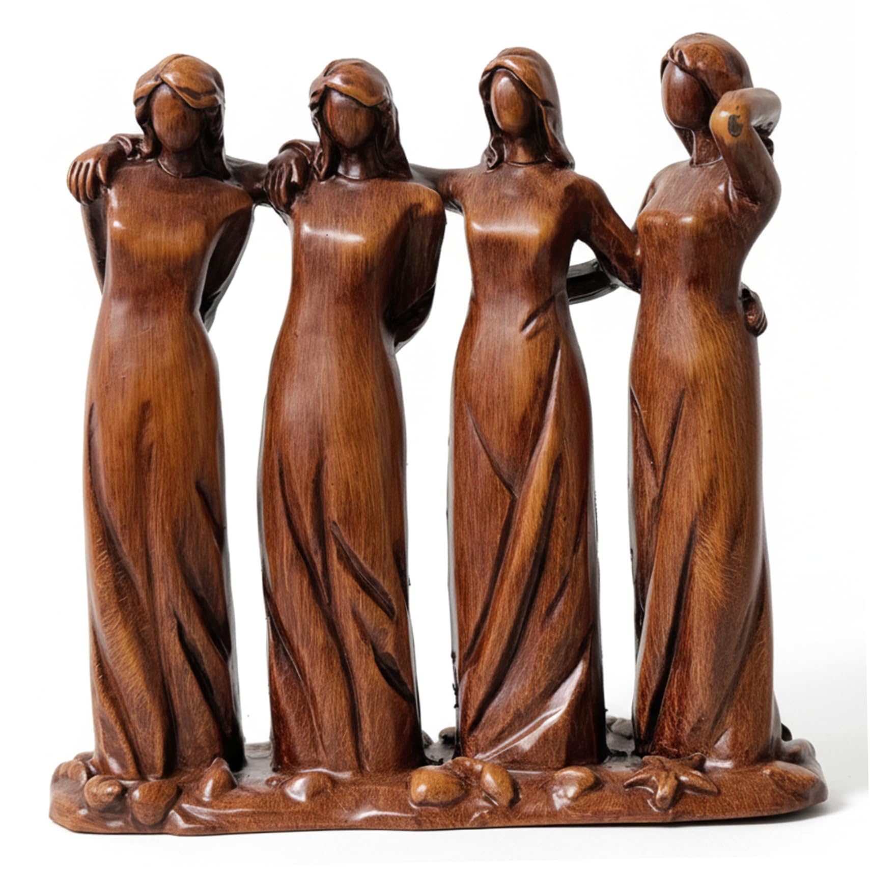 Ginwrek Sister Statue Sisters Sculpture Resin Sister Figurines, Symbolizing Friendship & Unity, Brown Statue for Home & Office Decor, 5.3" x 3.7", Four Sisters