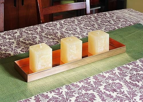 Miniatura 6 de Oakestry Bandeja de cobre de 20 pulgadas con bordes elevados, bandeja de metal rectangular para servir para fiestas, eventos, uso diario en la