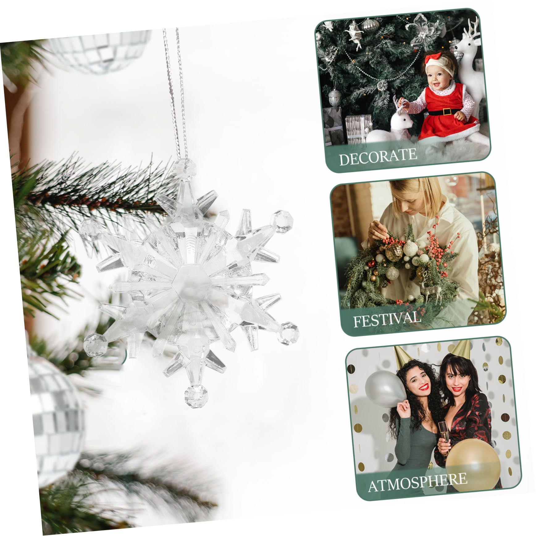 50piezas Colgante De Copo De Transparente Decoración Navideña De Copos De Adornos Colgantes para Árbol De Navidad Adornos Navideños para Hacer Tú Mismo