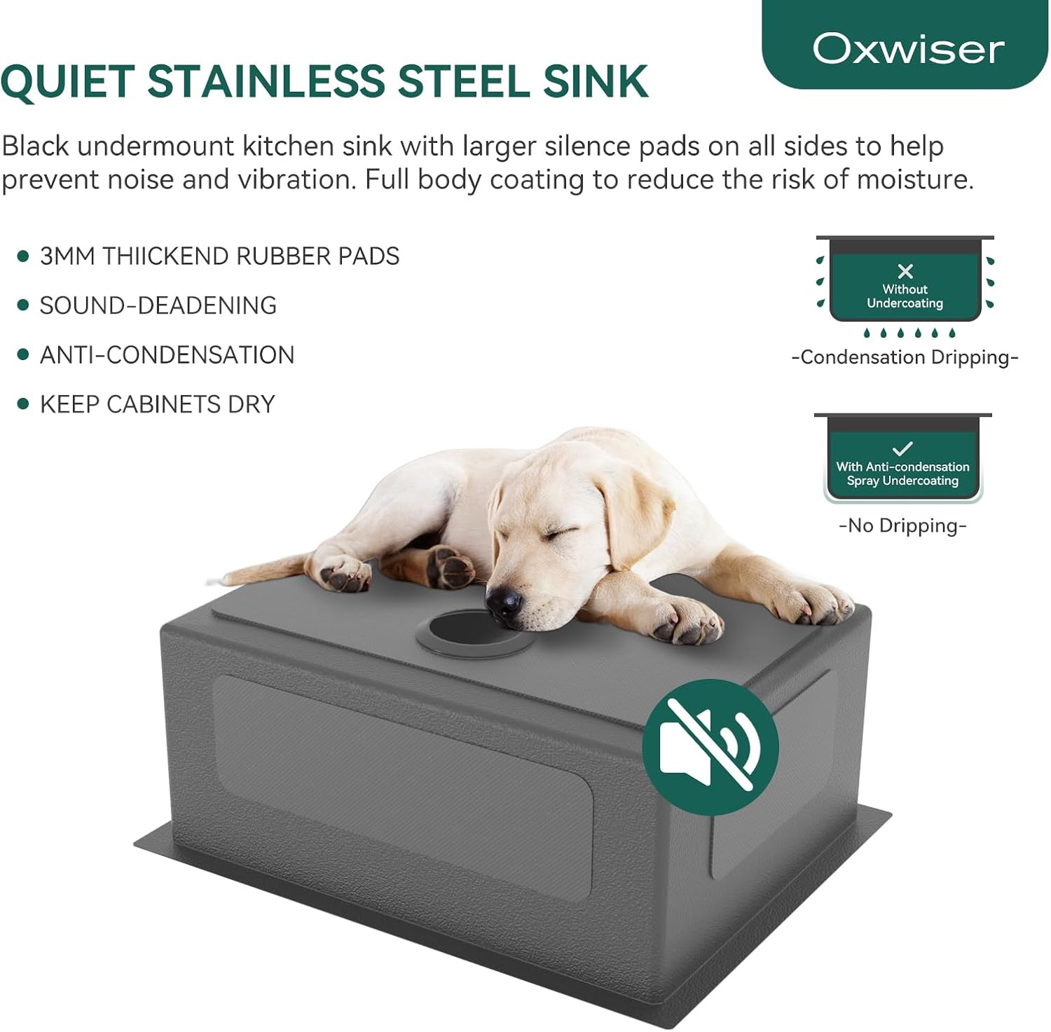 Kitchen Sink 23x18 Inch Undermount Kitchen Sink Gunmetal Black 16 Gauge Stainless Steel Single Bowl with Accessories Round Corners Handmade