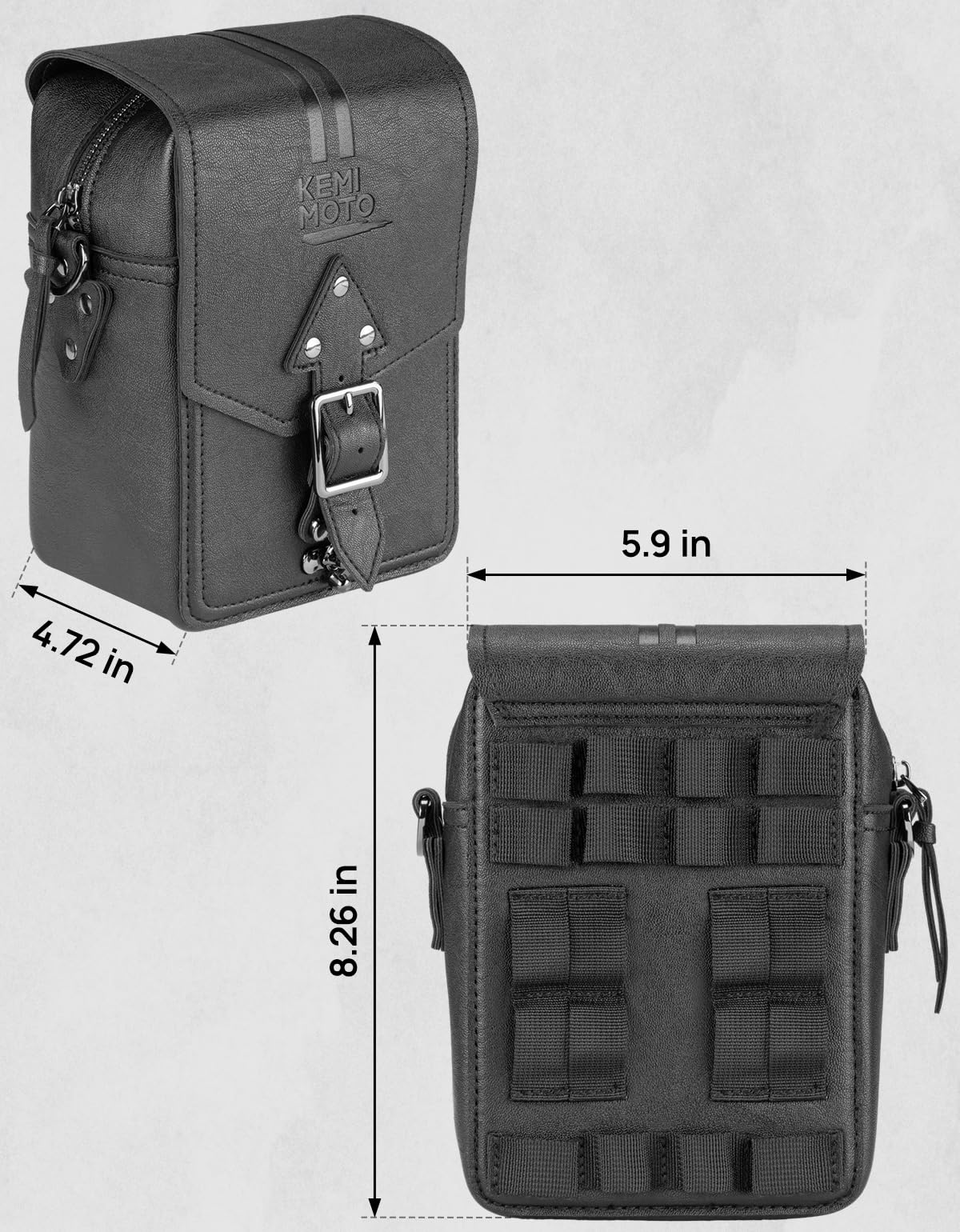 KEMIMOTO Sac de guidon universel en cuir avec poignée en T, style rétro, sac de rangement étanche, compatible avec Cruiser Softail Dyna Sportsters