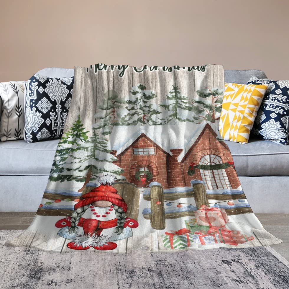 Couverture flanelle gnome de Noël plaid polaire lit canapé jeté de canapé doux - 7