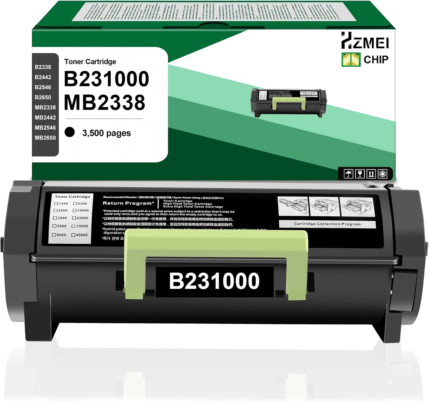 High Yield B231000 Black Toner Cartridge Replacement for Lexmark B2338 B2442 B2546 B2650 MB2338 MB2442 MB2546 MB2650 Series Printers,with New Chip