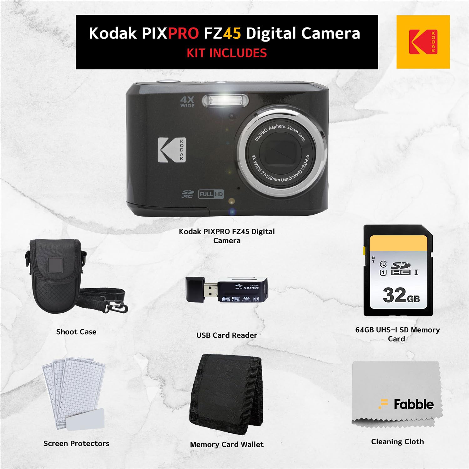 Amazon | Kodak PIXPRO FZ45 デジタルカメラセット ブラックポイント