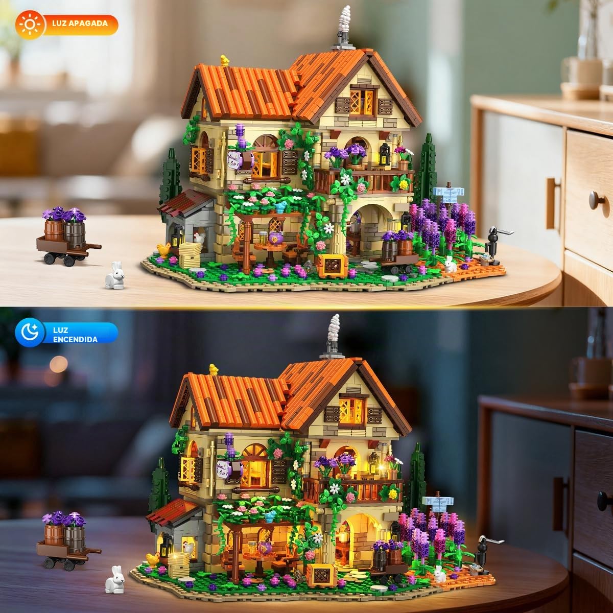 INSOON Mansión Lavanda con Luz, Kit de Construcción para Adultos 12+ | Maqueta de mansión romántica con lavanda, casa para construir, regalo para jóvenes, niños y niñas desde 12 años, 1960 piezas