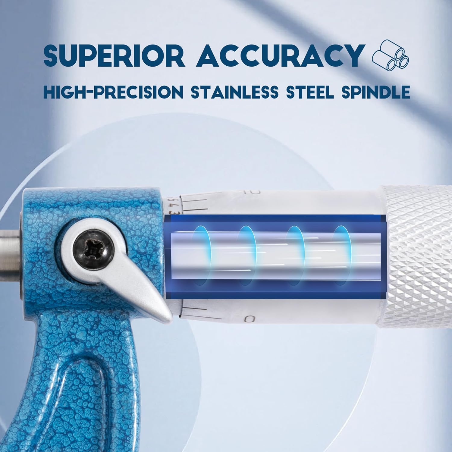 Dasqua Outside Micrometer, 3-4 inch Range, 0.0002" Accuracy Industrial Tools, Ratchet Stop, Carbide-Tipped, Stainless Steel Precision Machinist Tools