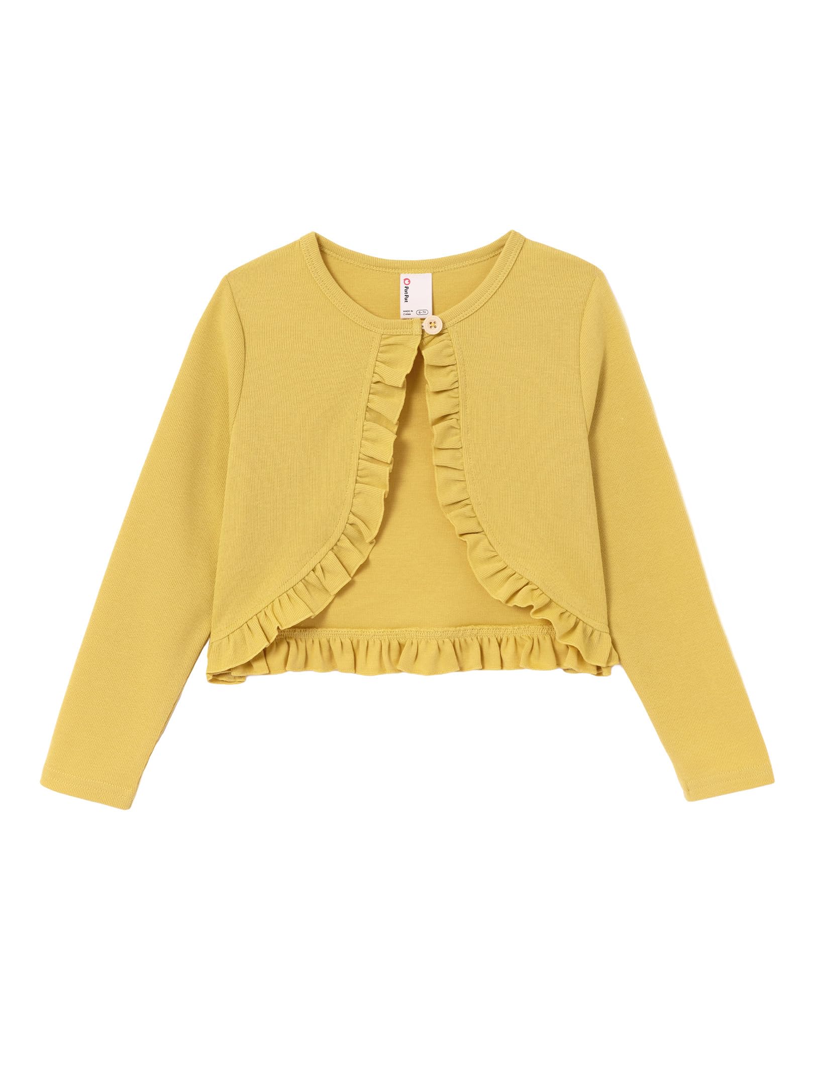 PATPAT Girls Cardigan Bolero Ruffle Open Front Button Cover Up Tops 4-12Y