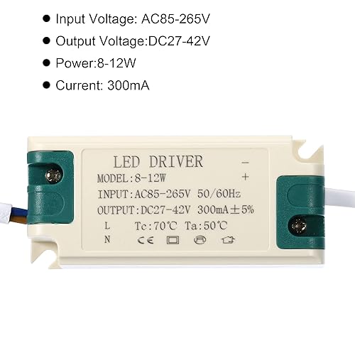 Miniatura 4 de PATIKIL Controlador LED de 8-12W 300mA, paquete de 2 salidas AC 85-265V 27-42V DC Conector hembra Conector rectificador de corriente constante