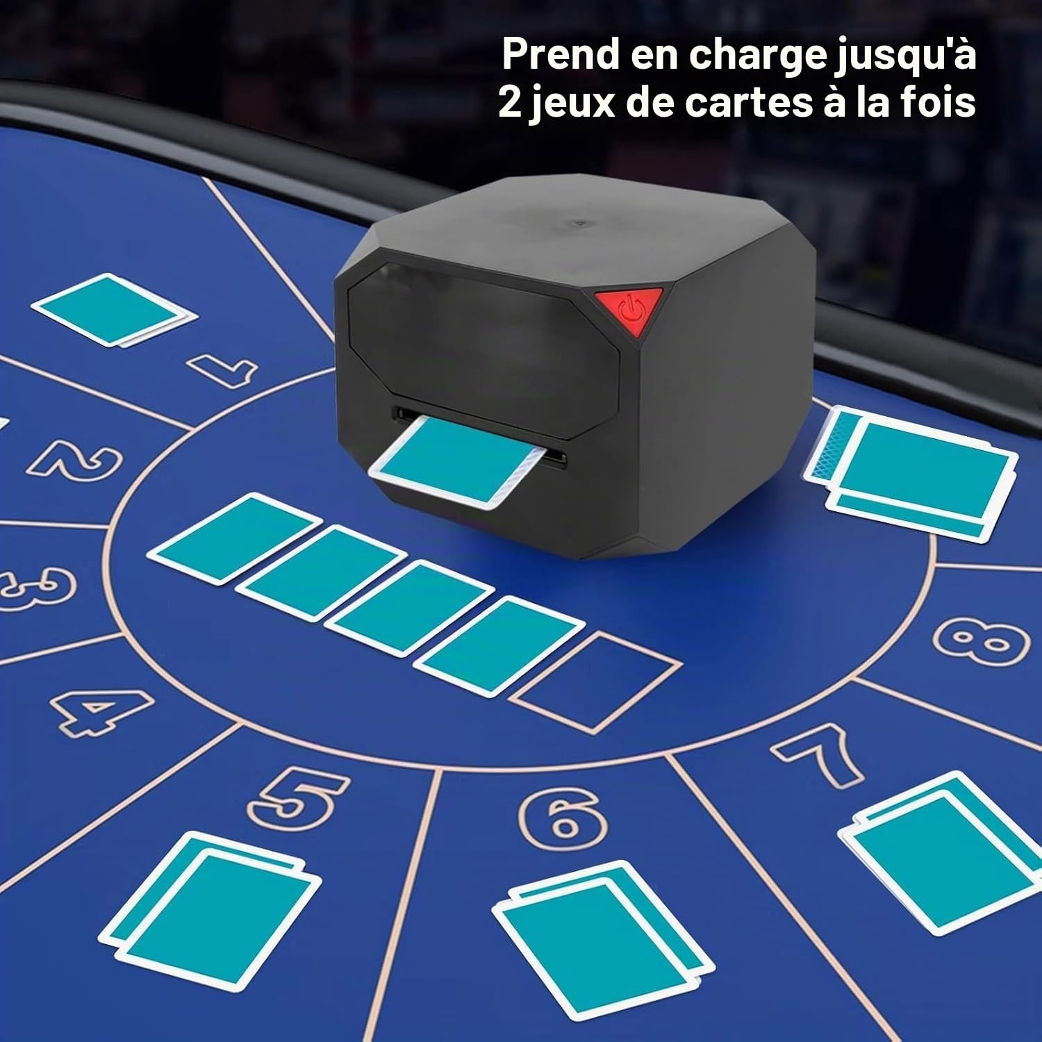 Distributeur De Cartes Automatique, Machine À Distribuer Les Cartes De Poker Électrique Rotative À 180°/360°, Distribution Automatique, Compatible avec 2 Jeux De Cartes(Black)