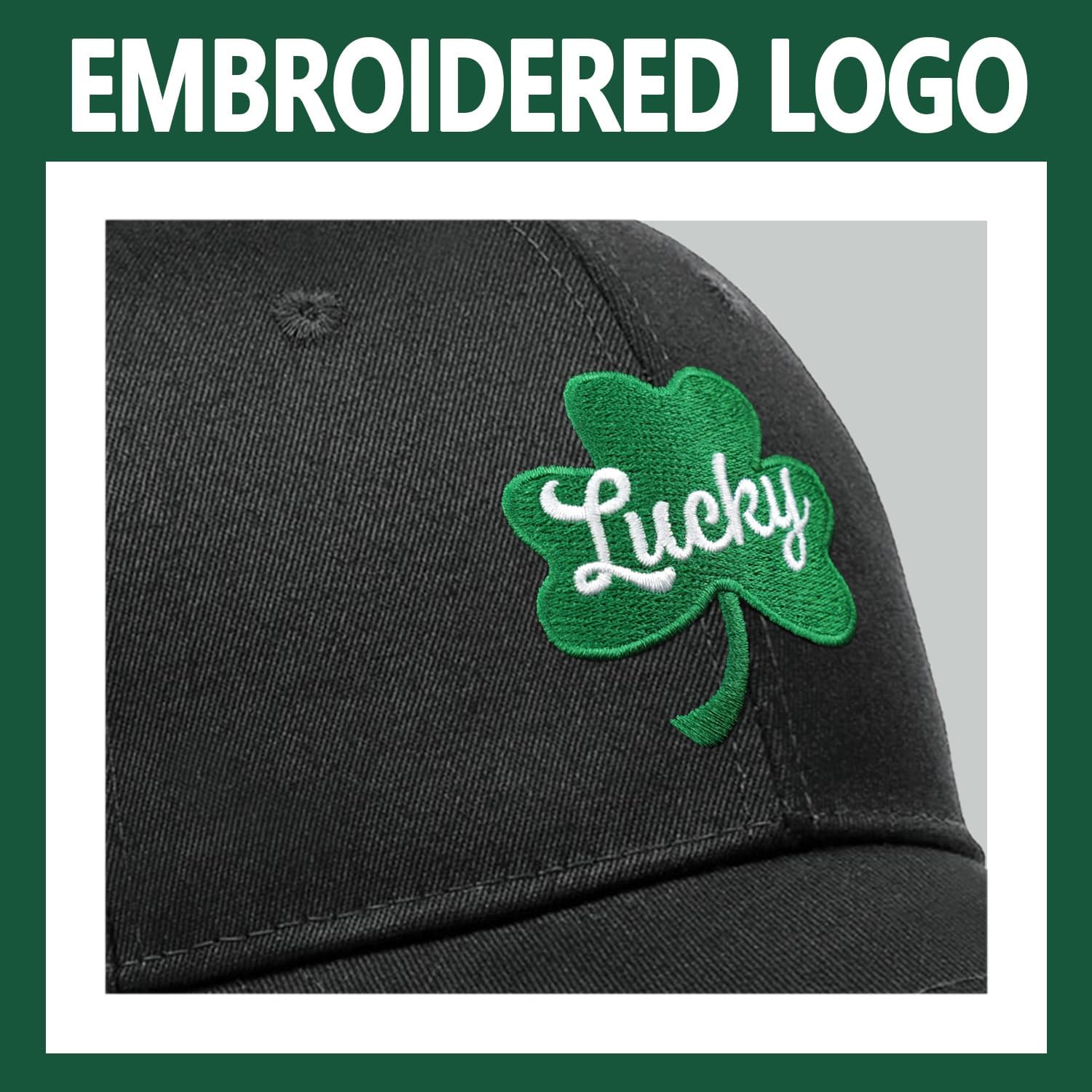 St Patricks Day Embroidered Trucker Hat for Men and Women Saint Pattys Shamrock Adjustable Washable Baseball Cap Gifts