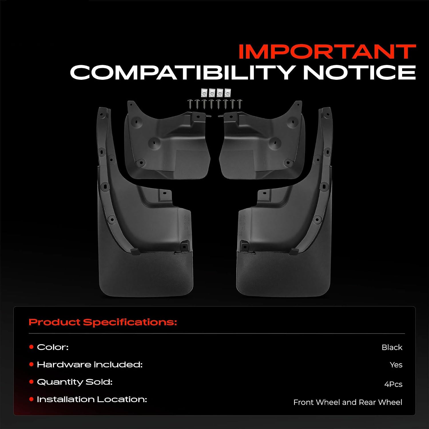 A-Premium Mud Flaps Compatible with Toyota Land Cruiser 2016-2021