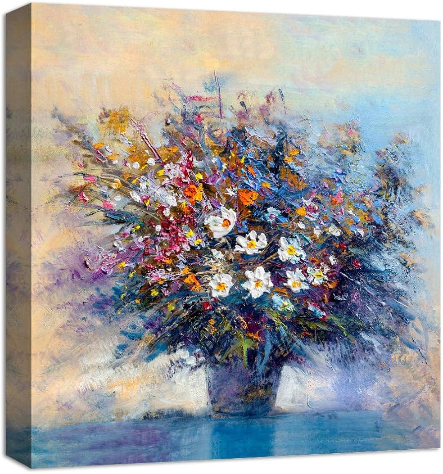 Amazon.com: NWT 油畫牆面藝術抽象油畫特色花朵繪畫藝術品適合