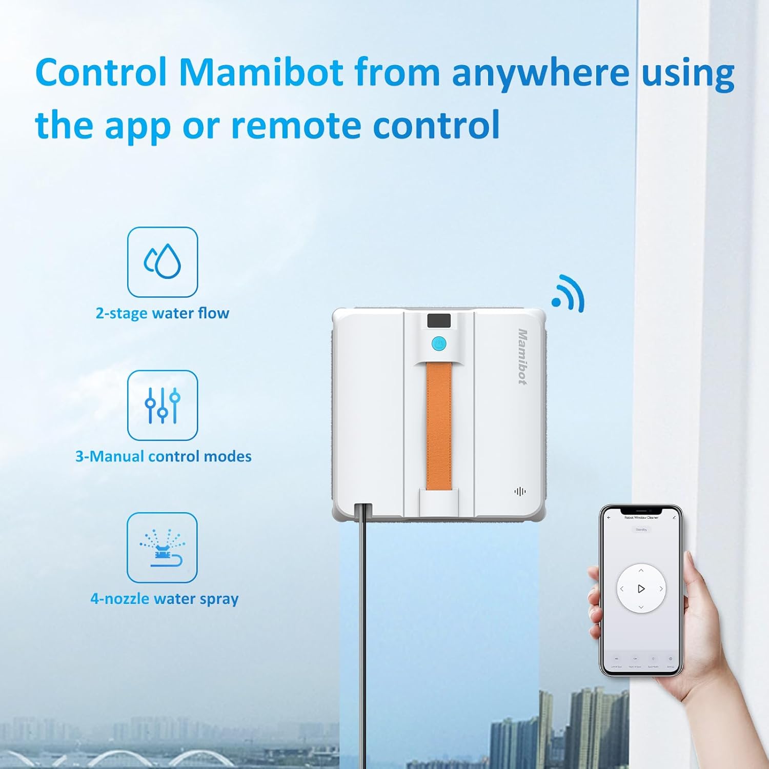 Mamibot W120-DP controlled by remote and smartphone app