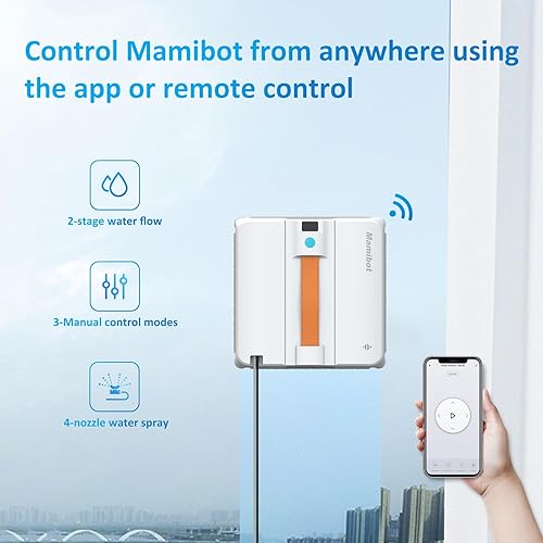 Miniatura 3 de Mamibot W120-DP Robot Window Cleaner for High-Rise Glass - 3200Pa Strong Suction, Multiple Cleaning Modes,4 Water Spray Nozzles,Edge Detection