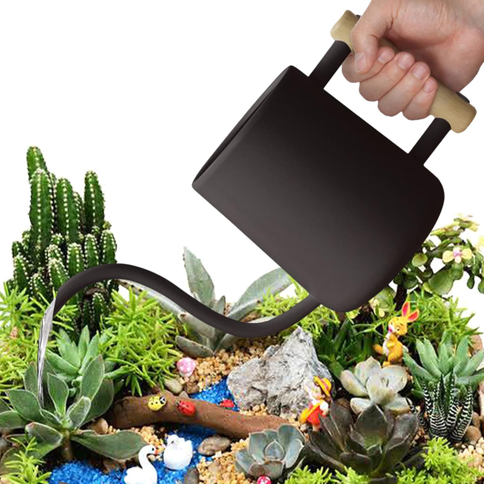 Arrosoir de jardin en inox avec manche en bois, le cadeau parfait pour femme et grand-mère
