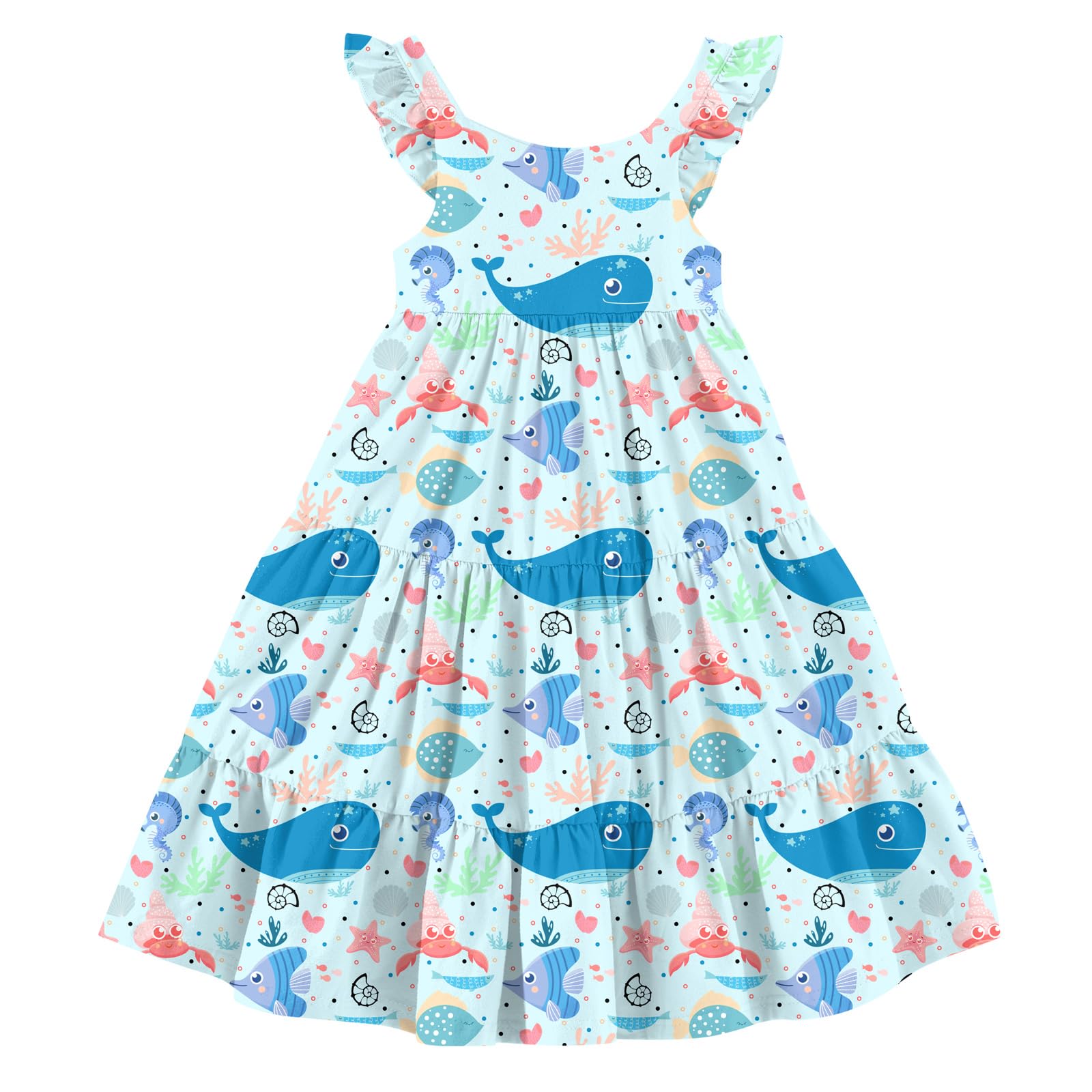 Vieille Toddler Girls Summer Dress Ruffle Sleeveless Casual Beach Sundress Tiered Swing Princess Dress for 2-8 Years