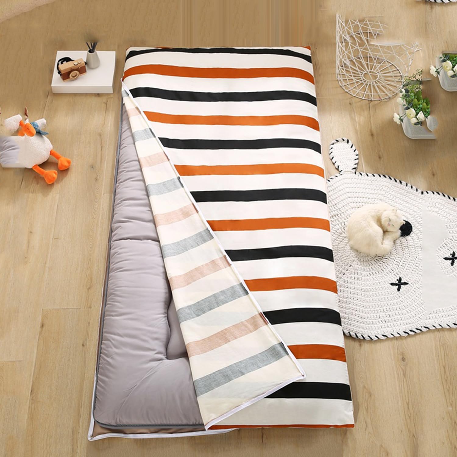 Maschinenwaschbarer Futon-Bodenmatratzenbezug,Bezug Aus 100% Baumwolle Mit Reißverschluss Für Traditionelle Japanische Futon-Matratze,Tatami-Matratzenschutzhülle,Style,150x190cm/59x75
