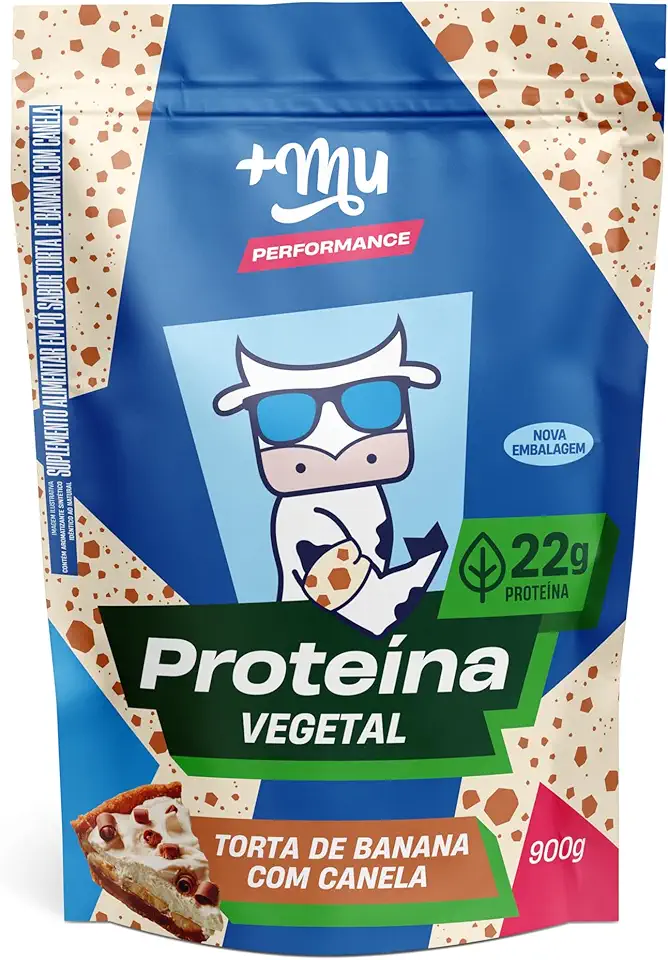 Proteína Vegetal, Mais Mu Performance, Vegana, Sabor Banana c/ canela, Proteína do Arroz e da Ervilha, Sem Lactose - 900g
