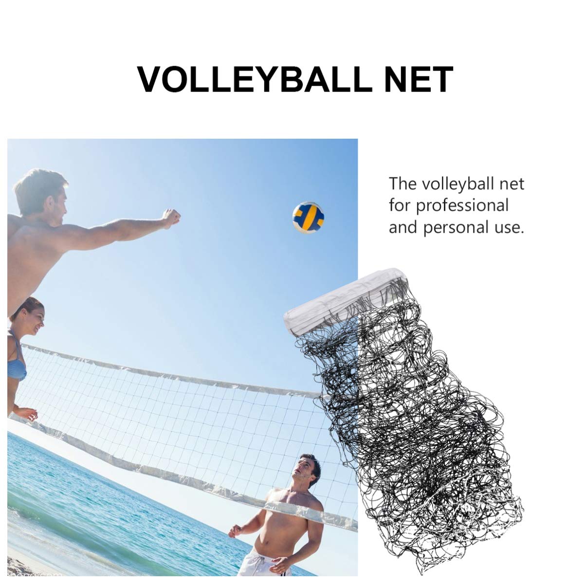 Volleyballnetz Standard Ersatznetz aus Pe, Schwarz, 1 Stück