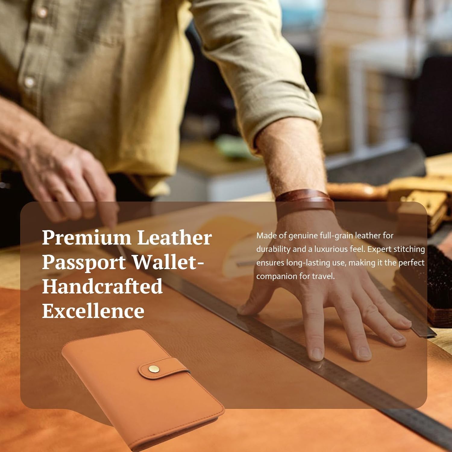 Genuine Leather Passport Wallet, RFID Blocking Passport Holder with Tracker Slot, All in One Travel Wallet for Women/Men, Secure Passport Cover Case for Airport Essentials (Brown) - Image 5