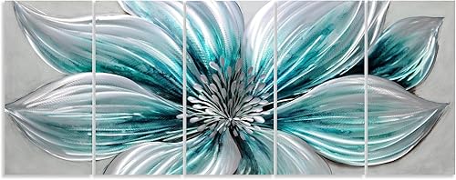 Miniatura 9 de YHSKY ARTS Arte abstracto de pared de metal hecho a mano en aluminio, moderno 5 piezas de arte en color morado, contemporáneas líneas poderosas