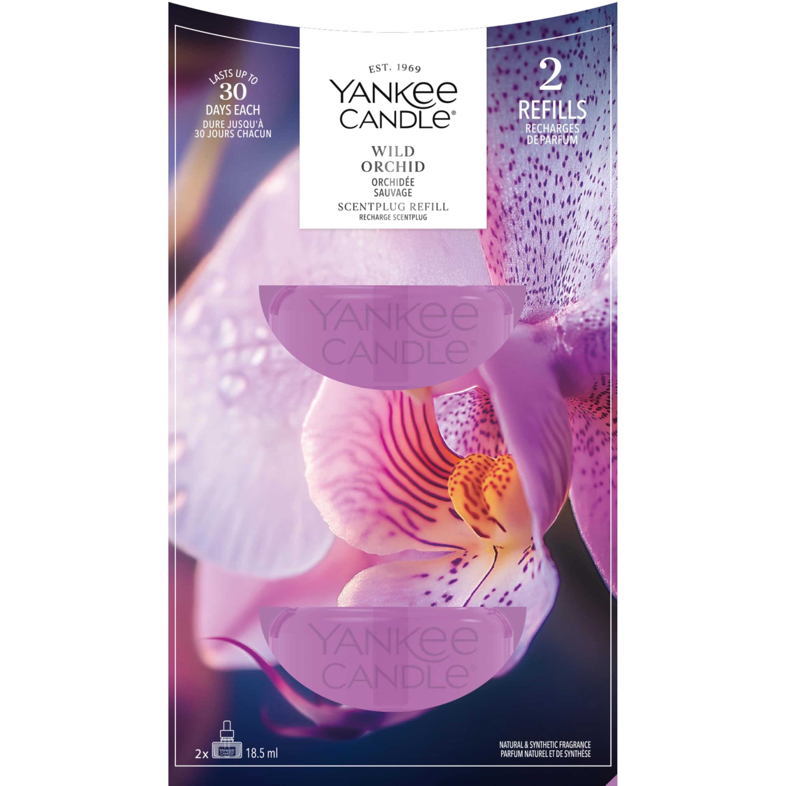Wild Orchid Diffuser Refill ScentPlug Refills (2-Pack) Yankee Candle, Purple, 7.6cm x 7.9cm | Floral
