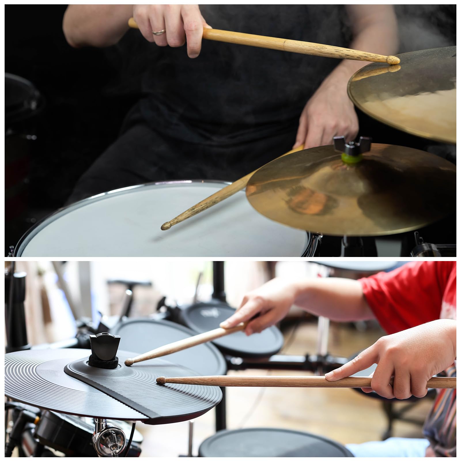 QUARKZMAN 24 Pares de Baquetas de Madera de Arce con Mangos Antideslizantes 5B Baqueta Clásica de Madera para Instrumento Musical de Percusión