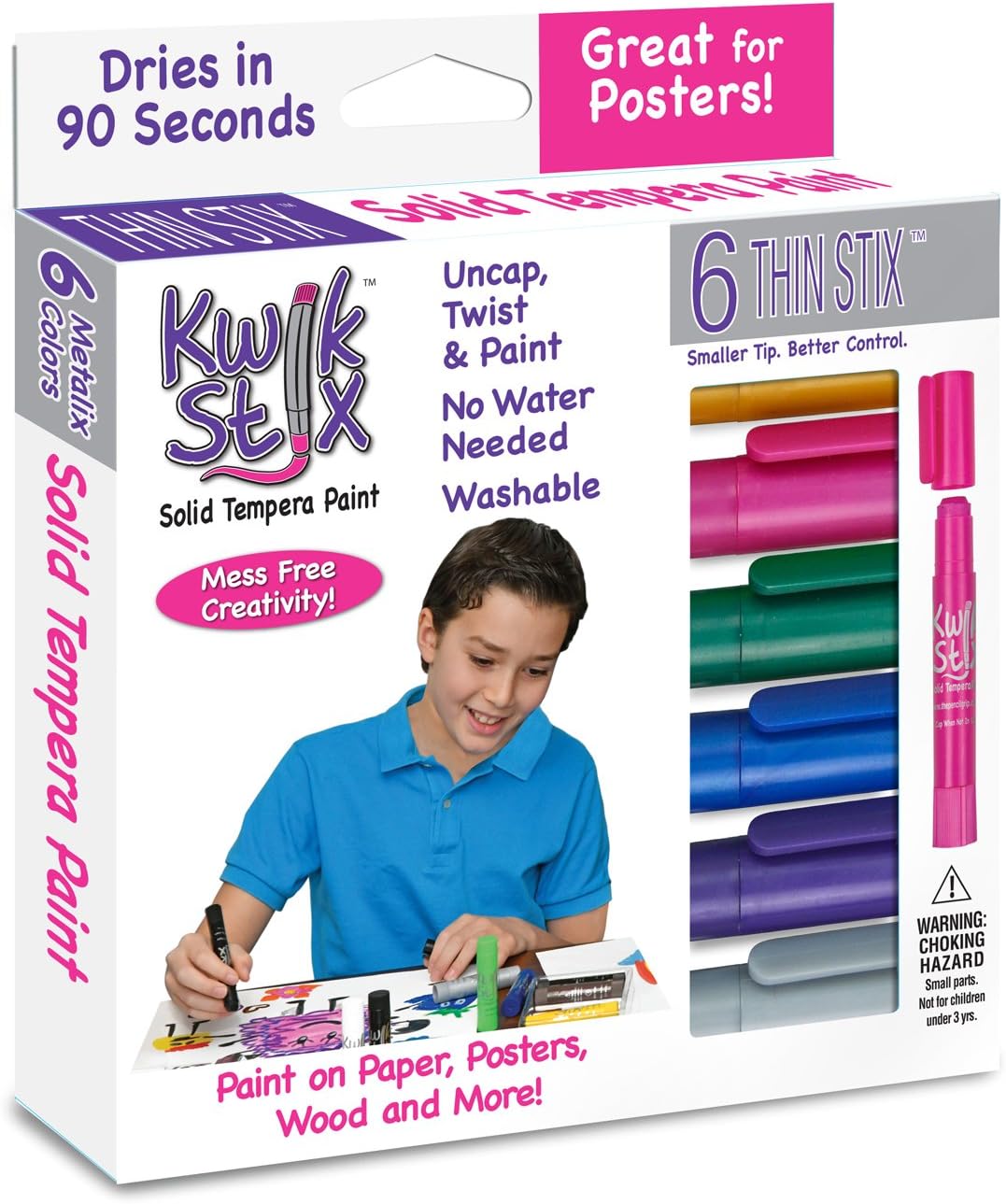 The Pencil Grip Kwik Stix Thinstix Tempera Paint 6/pkg-metalix