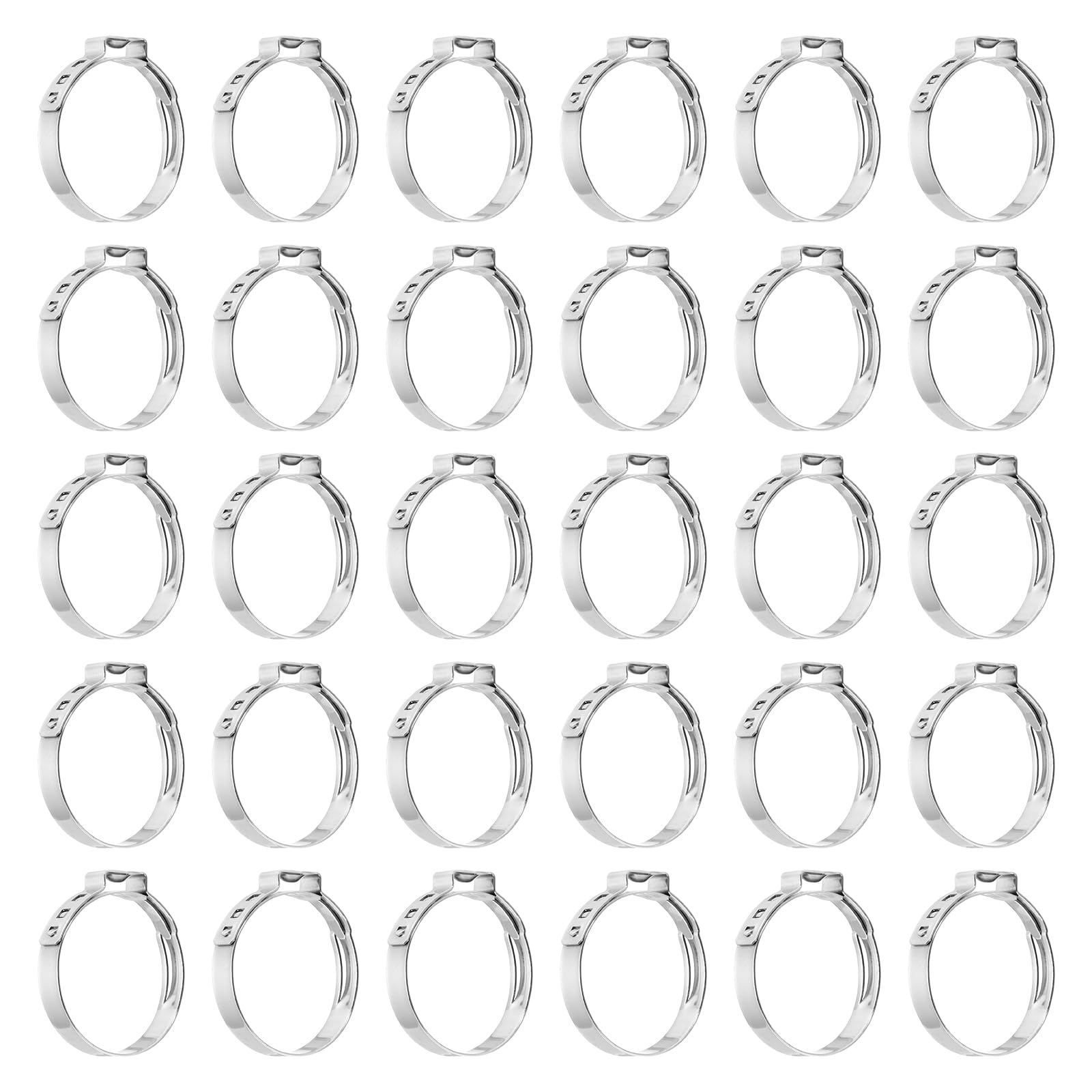 sourcing map 40Pcs 28.9-31mm Single Ear Hose Clamps 304 Stainless Steel Polished Stepless Hose Clamp for Automobile Pipe Connections Home Appliance Wiring and Pipes, Silver